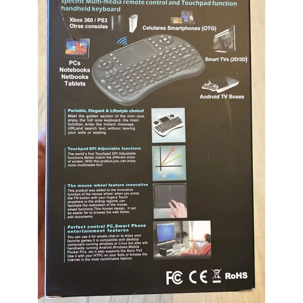 Mini Portable Wireless Keyboard Backlit Mouse Combo Xbox 360 PS3 PCs Smart TVs